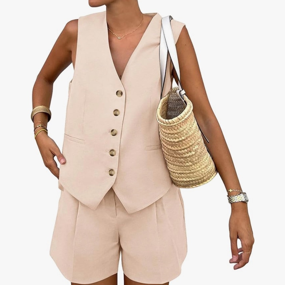 pretty garden 2 piece vest  set